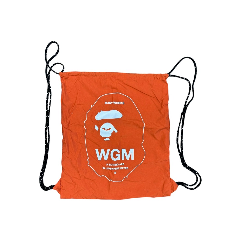 Bape Drawstring Cinch Bag Mens OS Orange Good 00s WGM Nylon Graphic